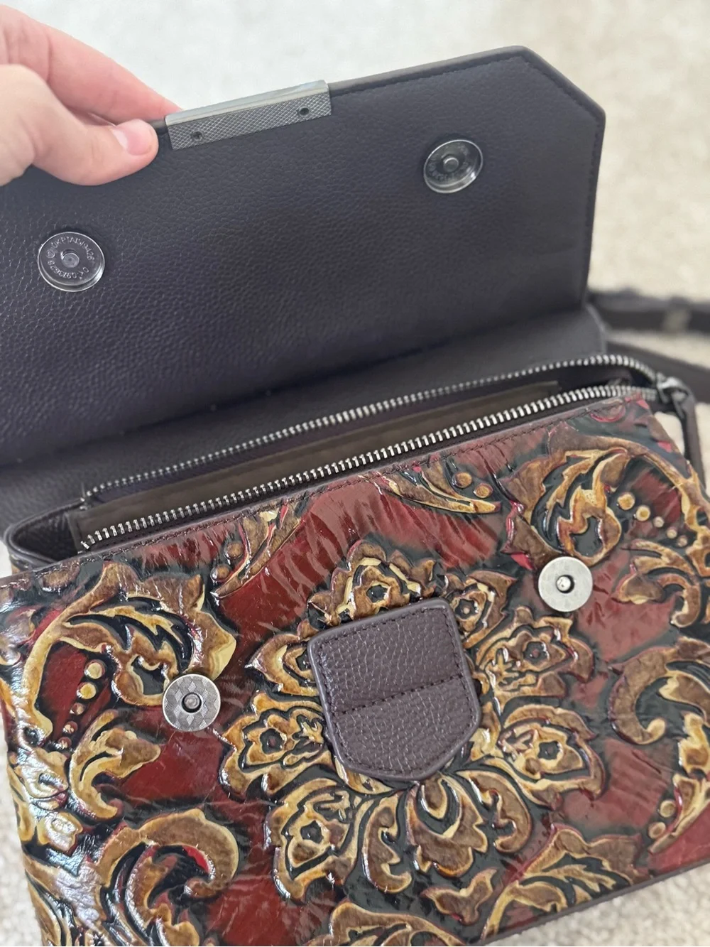 Artisan Embossed Floral Leather handbag